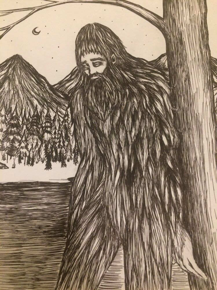 750x1000 bigfoot drawing original ebay - Bigfoot Drawing
