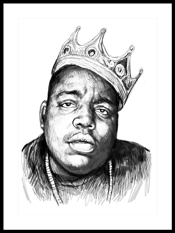 600x798 Biggie Smalls Art Drawing Sketch Portrait - Biggie Drawing