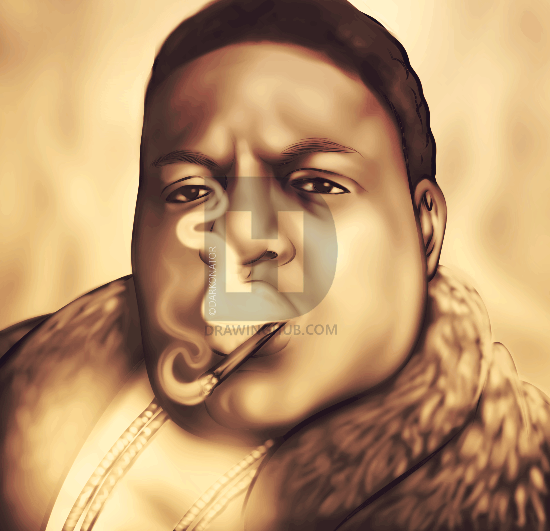 1100x1062 how to draw biggie smalls, notorious b i g, biggie, step - Biggie Drawing