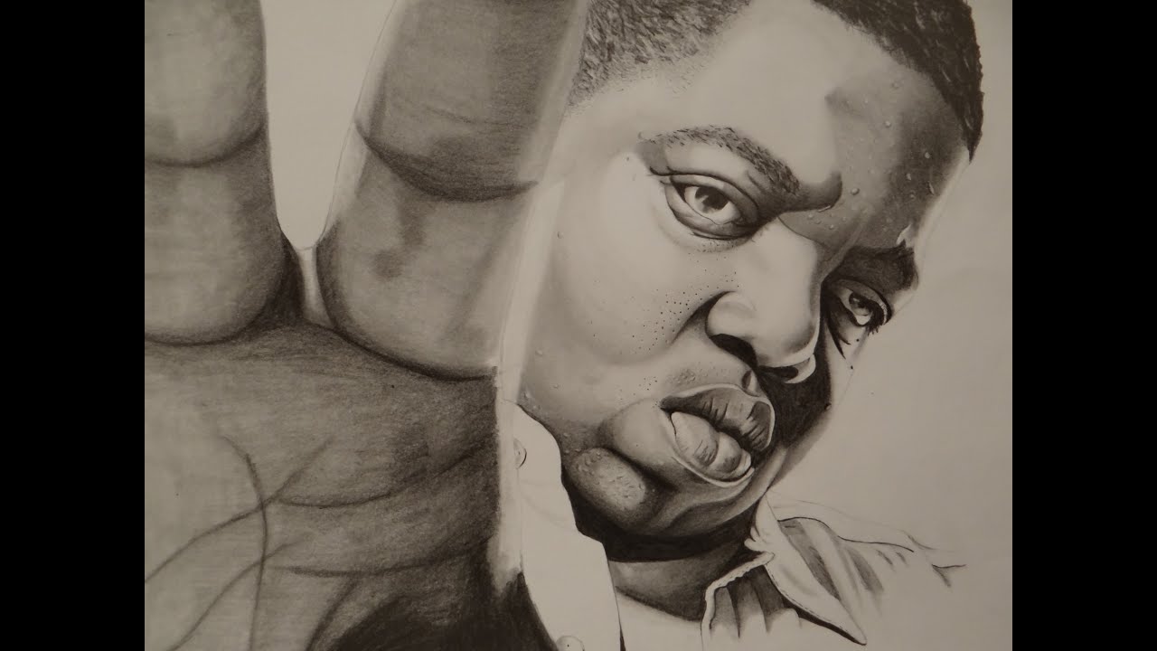 1280x720 pencil drawing of the notorious b i g - Biggie Drawing
