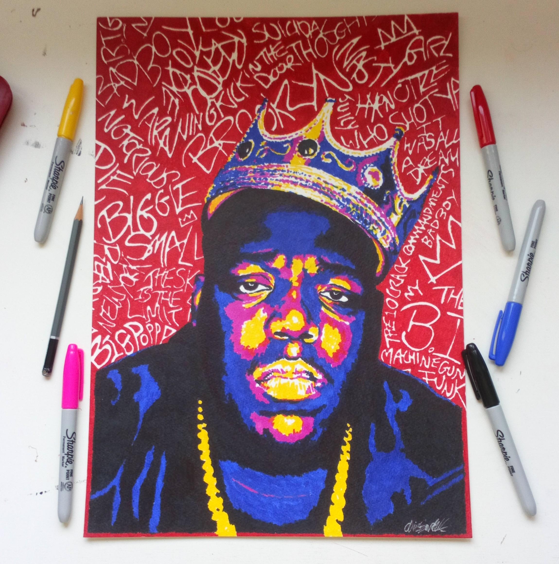 2300x2321 My Drawing Of Biggie Smallssharpie Pens On Paper - Biggie Smalls Drawing