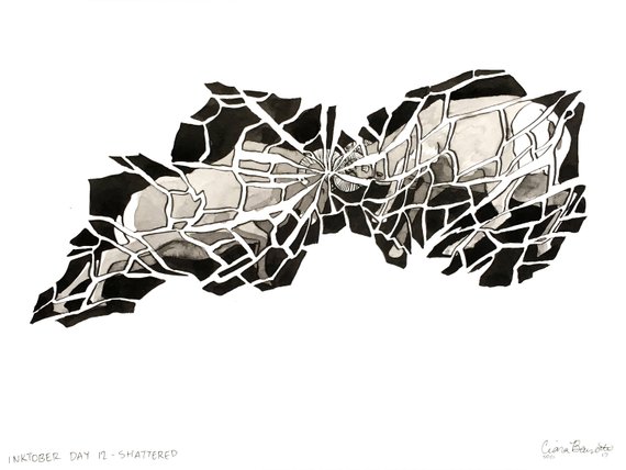 570x428 shattered bighorn sheep ink drawing abstract artwork goat etsy - Bighorn Sheep Drawing