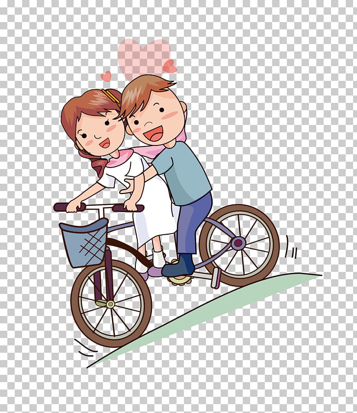 728x843 cartoon drawing romance, cartoon bride and groom, man and woman - Bike Cartoon Drawing