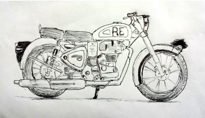 680x393 Draw The Picture Of Any Car Or Bike Or Vehicle With Pen - Bike Drawing