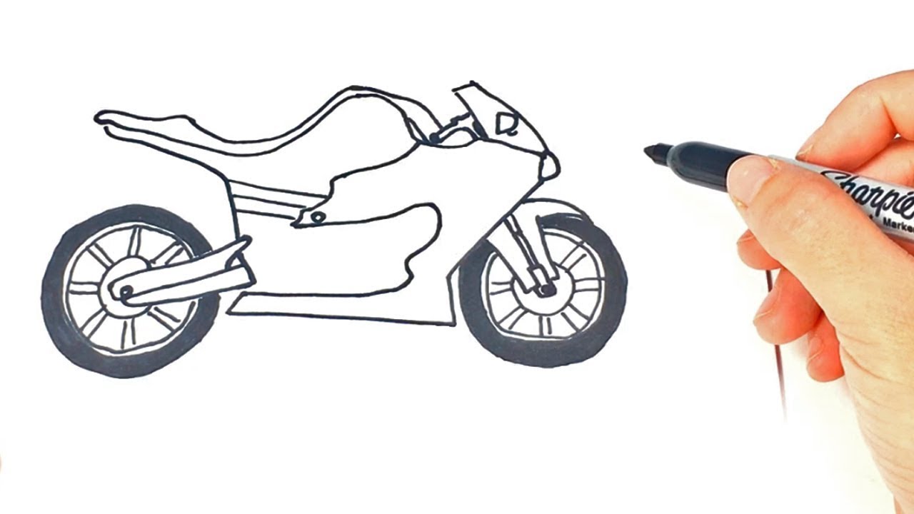 1280x720 How To Draw A Racing Motorcycle Step - Bike Drawing
