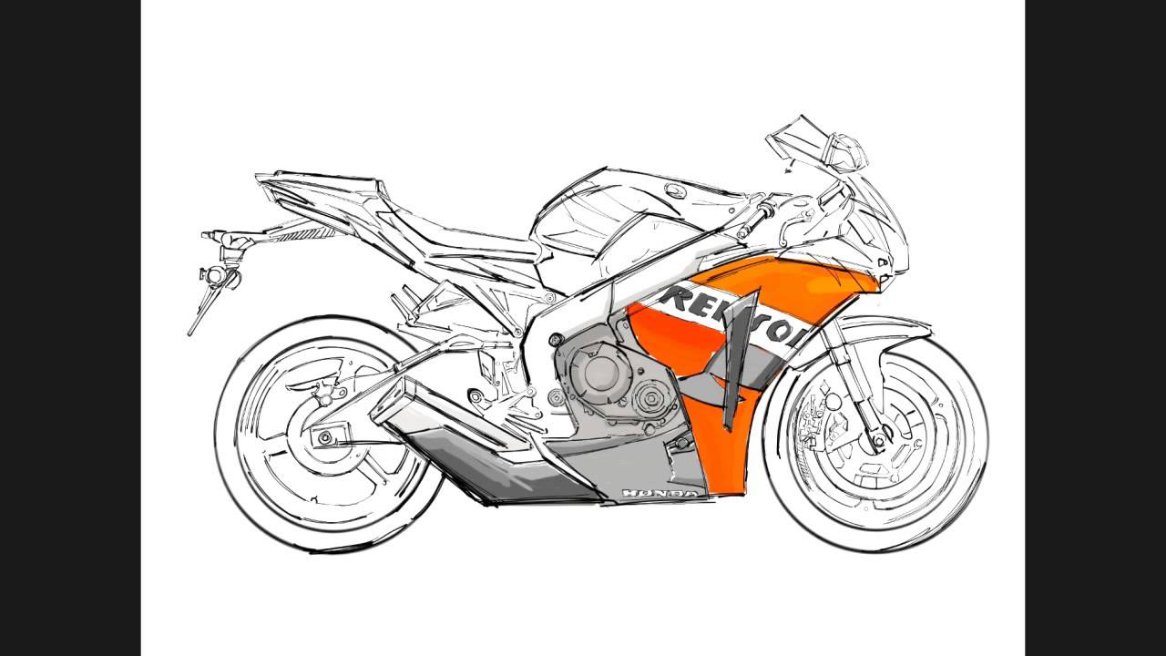 1280x720 How To Draw Sport Bike From The Screach - Bike Drawing