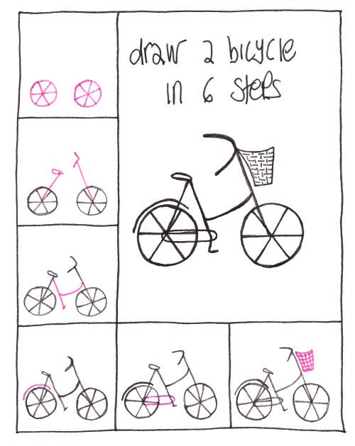 500x629 Draw A Bicycle In Steps Kawaii And Doodles Drawings Step - Bike Drawing Easy