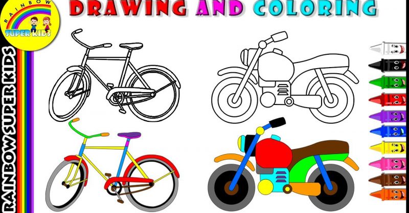 800x416 How To Draw Bicycle And Bike Drawing And Coloring For Kids - Bike Drawing For Kids