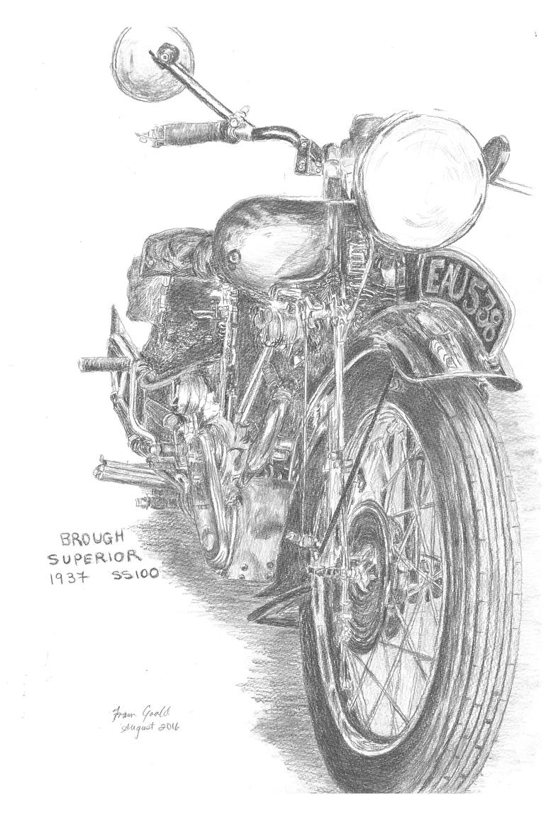 770x1155 Classic Brough Superior Motor Bike Drawing - Bike Drawing Pictures