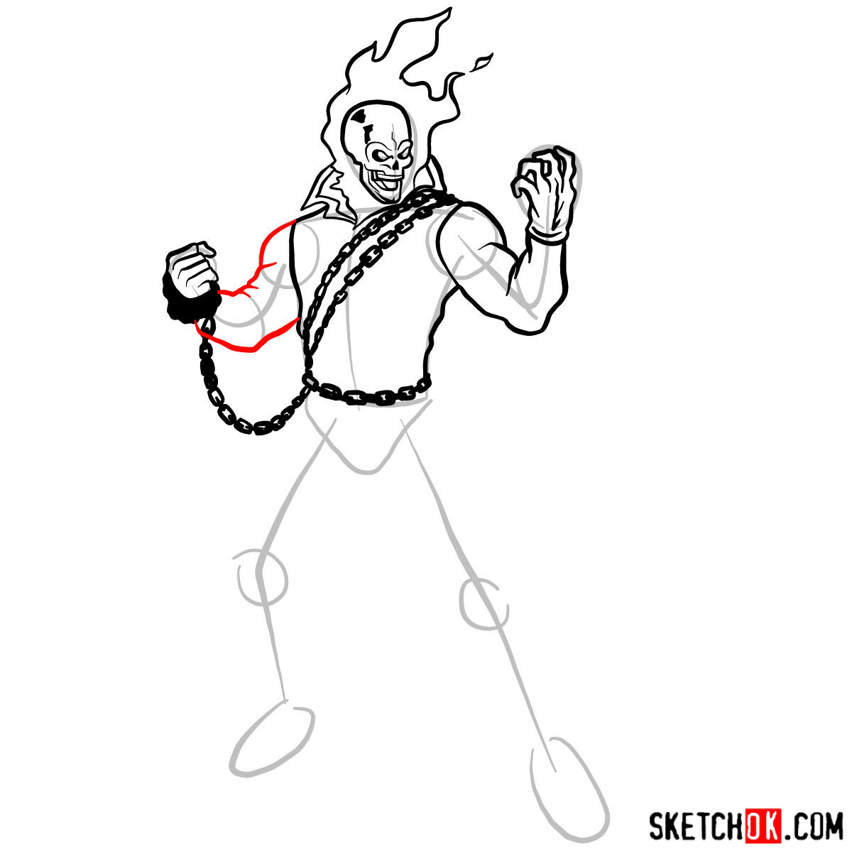 1200x1200 How To Draw Ghost Rider With His Flaming Bike - Bike Drawing Pictures