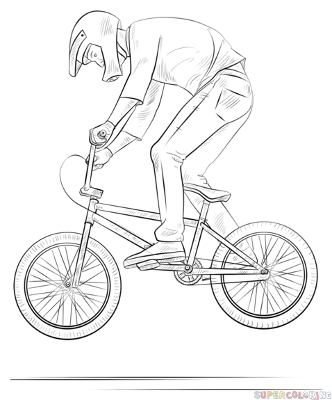 478x575 how to draw a bmx biker step - Bike Drawing Pictures