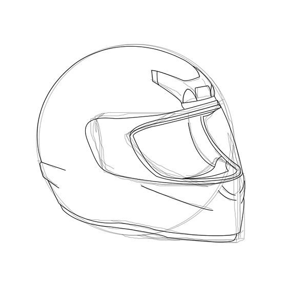 550x550 How To Draw A Motorcycle Helmet Steps - Bike Helmet Drawing