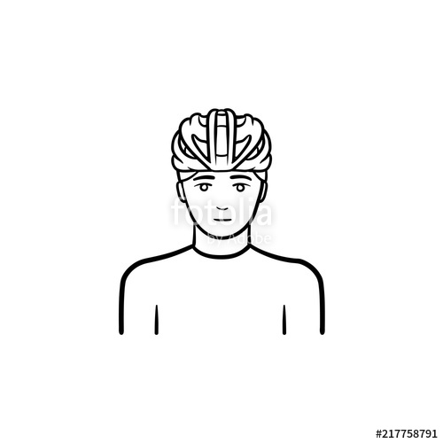 500x500 Man Wearing Bicycle Helmet Hand Drawn Outline Doodle Icon Bicycle - Bike Helmet Drawing
