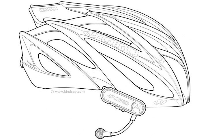 728x488 Line Art Drawings - Bike Helmet Drawing