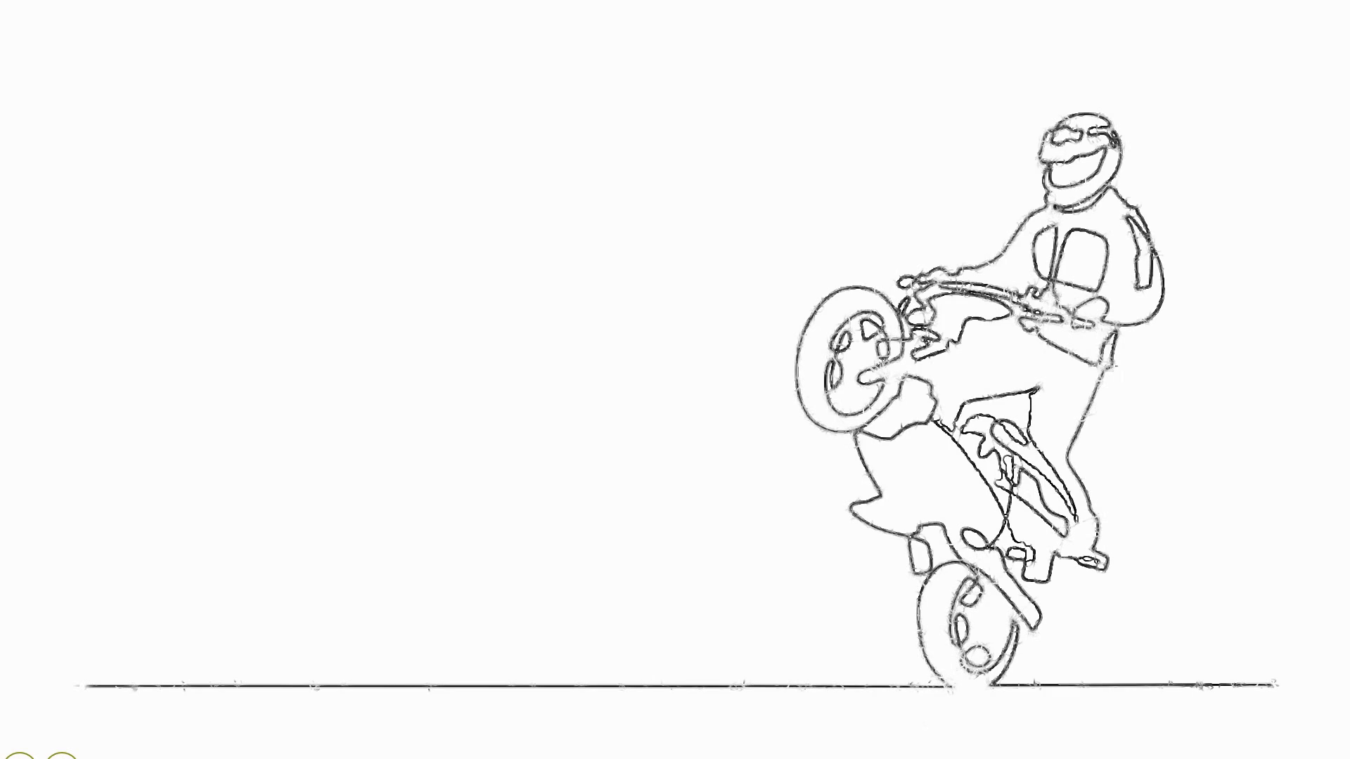 1920x1080 Continuous Line Drawing Of Man Riding A Wheeling On Motorcycle - Bike Line Drawing