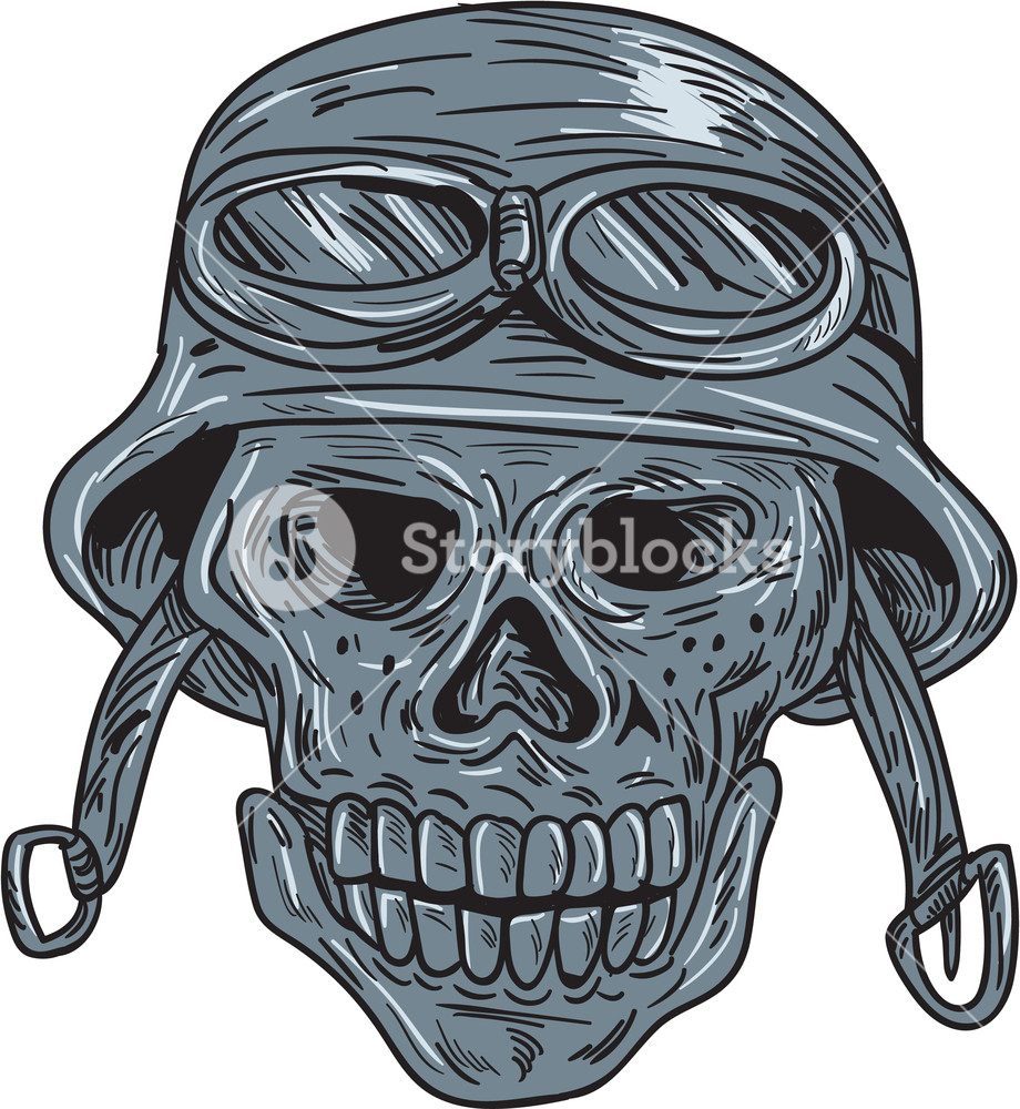 920x1000 drawing sketch style illustration of a skull biker wearing bike - Bike Line Drawing