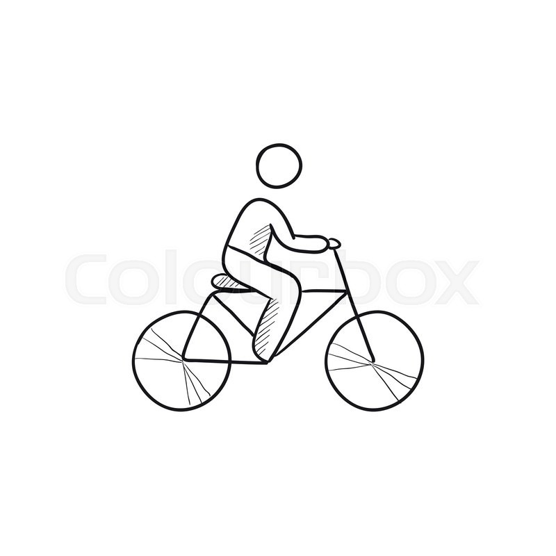 800x800 Man Riding Bike Vector Sketch Icon Stock Vector Colourbox - Bike Line Drawing