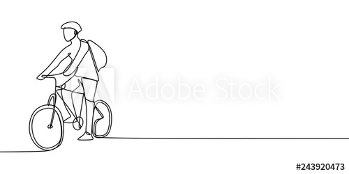 500x250 One Line Drawing Of A Bicycle Rider, A Man Riding A Bike - Bike Line Drawing