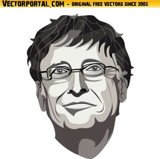 626x622 bill gates face closeup in black and white colors vector free - Bill Gates Drawing