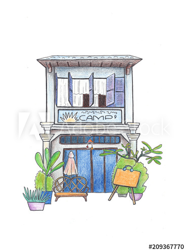 370x500 Vintage House With Billboard Drawing Colonial Architecture - Billboard Drawing