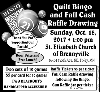 323x298 quilt bingo and fall cash raffle drawing, st elizabeth church - Bingo Drawing