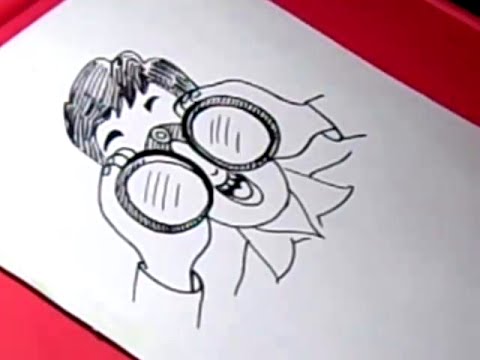 480x360 How To Binoculars Drawing For Kids Step - Binoculars Drawing