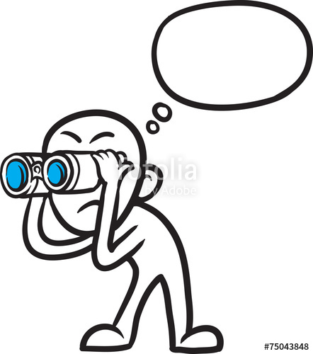 442x500 Doodle Small Person - Binoculars Drawing