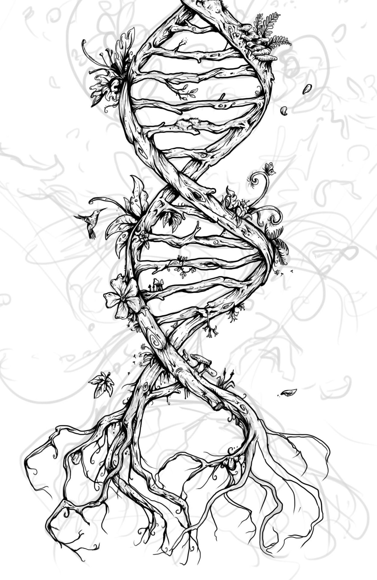 1250x1920 illustration art life design nature biology wip organic lineart - Biology Drawings