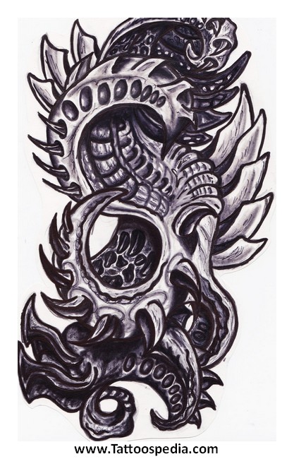 417x650 Biomechanical Tattoos Drawings - Biomechanical Drawings