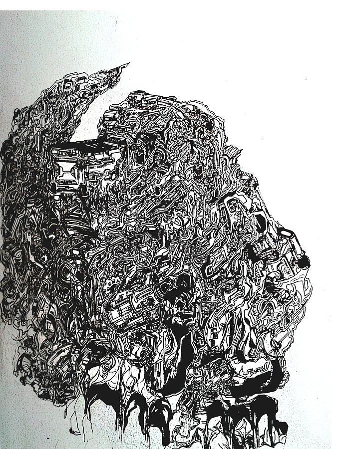 675x900 Detailed Biomechanical Dinosaur Drawing - Biomechanical Drawings