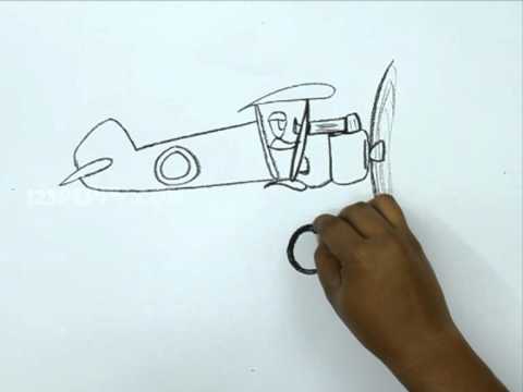 480x360 how to draw a cartoon biplane - Biplane Drawing