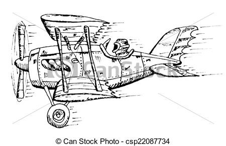 450x290 vector hand draw doodle sketch biplane cartoon - Biplane Drawing