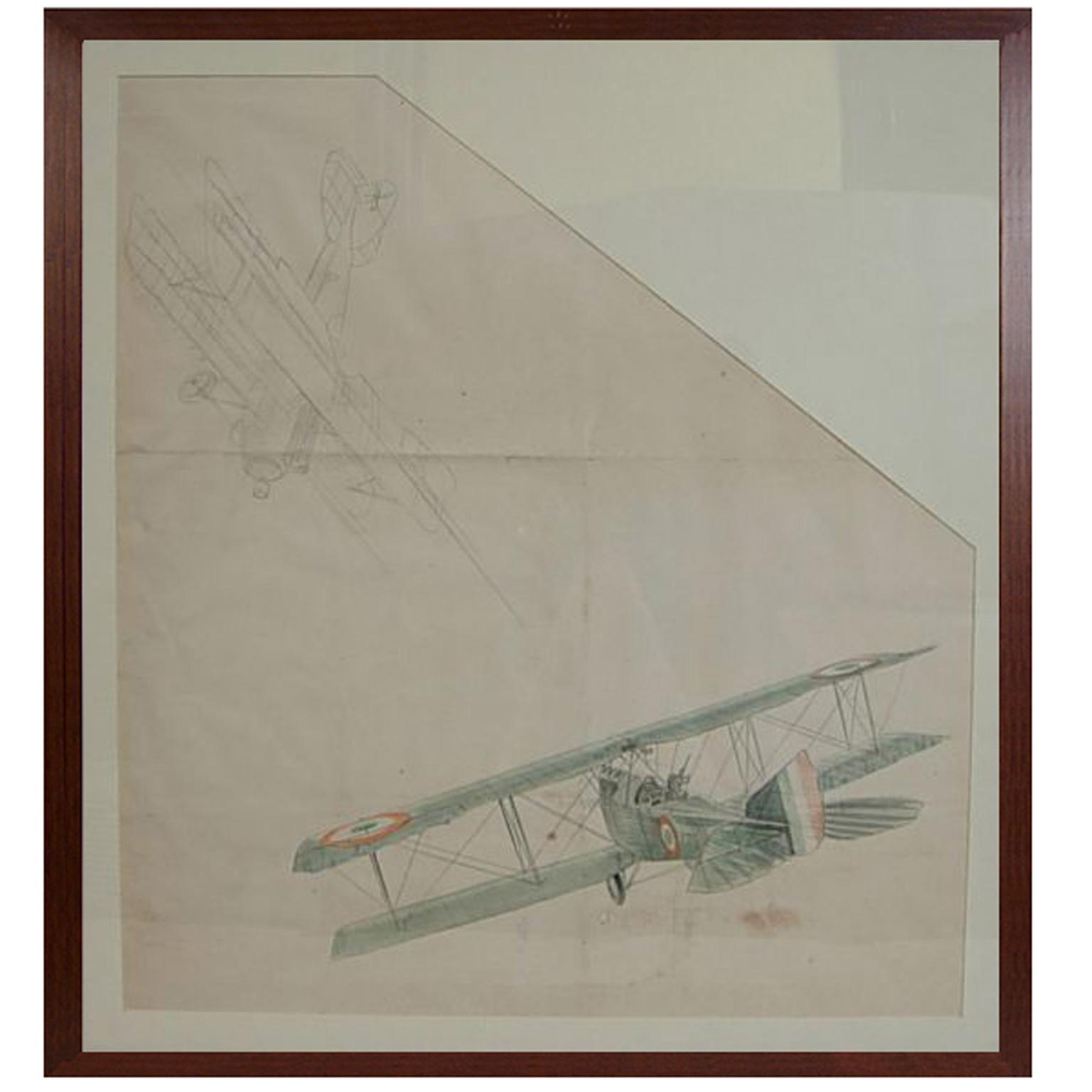 1536x1536 water color and pencil drawing representing two biplanes - Biplane Drawing