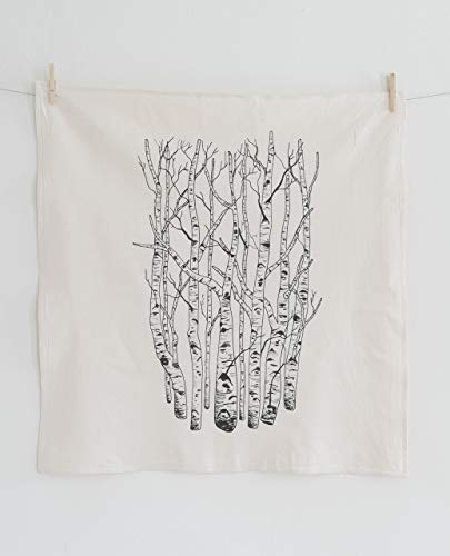 405x500 birch tree flour sack towel in black - Birch Tree Drawing