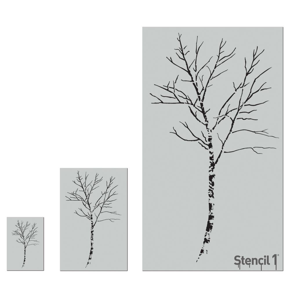 1000x1000 In Birch Tree Stencil - Birch Tree Drawing
