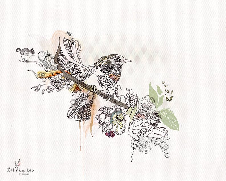 794x635 watercolor print bird art print bird drawing etsy - Bird Drawing