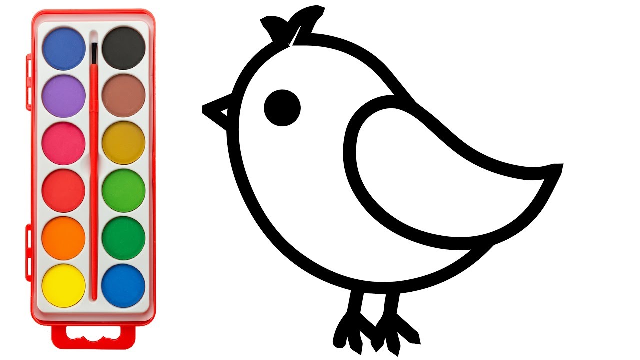 1280x720 How To Draw Cute Bird Kids Learning Color With Animals Coloring - Bird Drawing Book