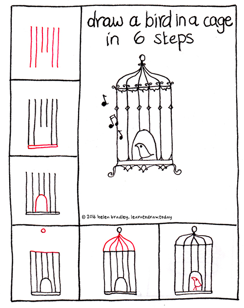500x630 learn to draw a bird in a cage in steps learn to draw - Bird In A Cage Drawing