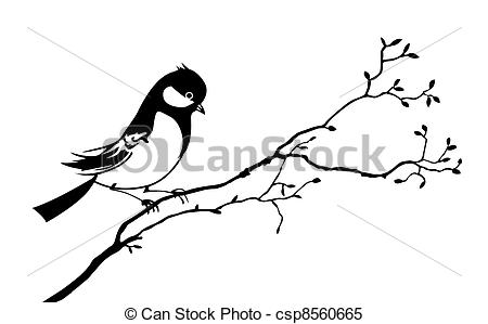 450x299 Silhouette Of The Bird On Branch Tree - Bird On Branch Drawing