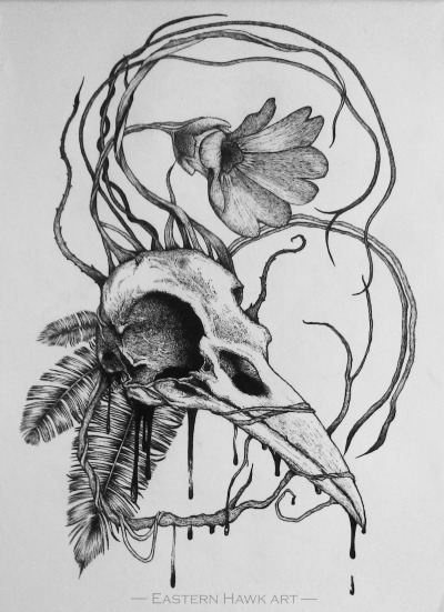 400x551 Bird Skull Tattoo Tumblr - Bird Skull Drawing