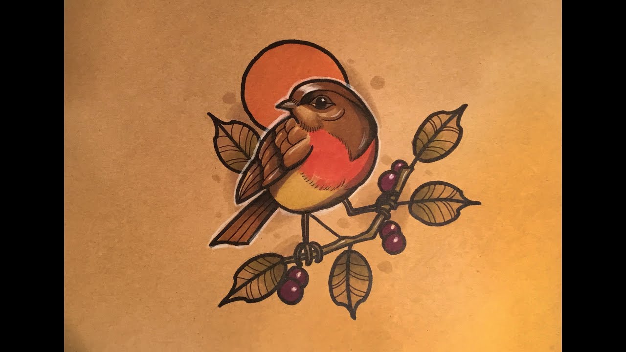 1280x720 How To Draw A Bird Tattoo Style - Bird Tattoo Drawing