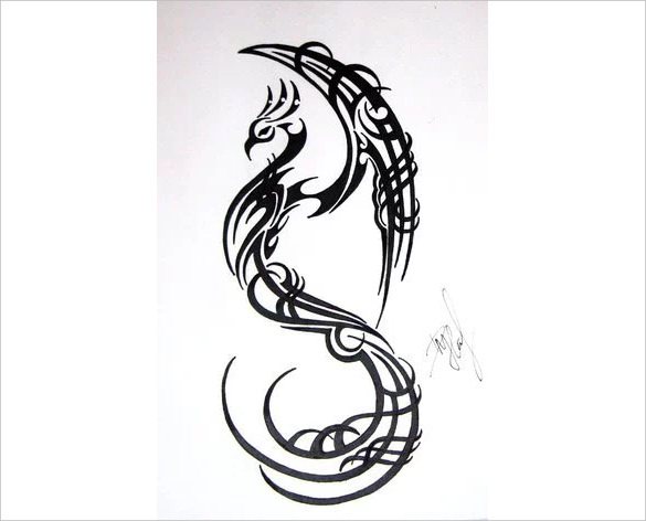 585x472 Mind Blowing Phoenix Bird Art Drawings Free Premium Templates - Bird Tattoo Drawing
