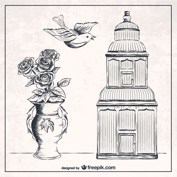 600x600 birdcage drawing free vector - Birdcage Drawing