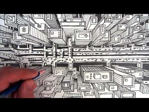 480x360 How To Draw A City Using Point Perspective A Bird's Eye View - Birds Eye View Drawing