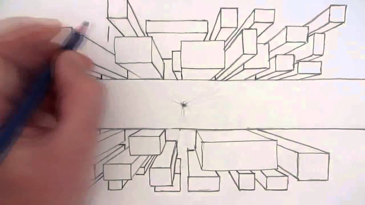 1280x720 How To Draw A City Using One Point Perspective A Bird's Eye View - Birds Eye View Drawing