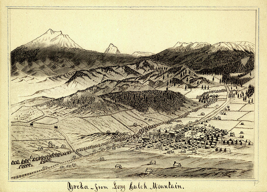 900x648 Birds Eye View Of The Town Of Yreka Drawing - Birds Eye View Drawing