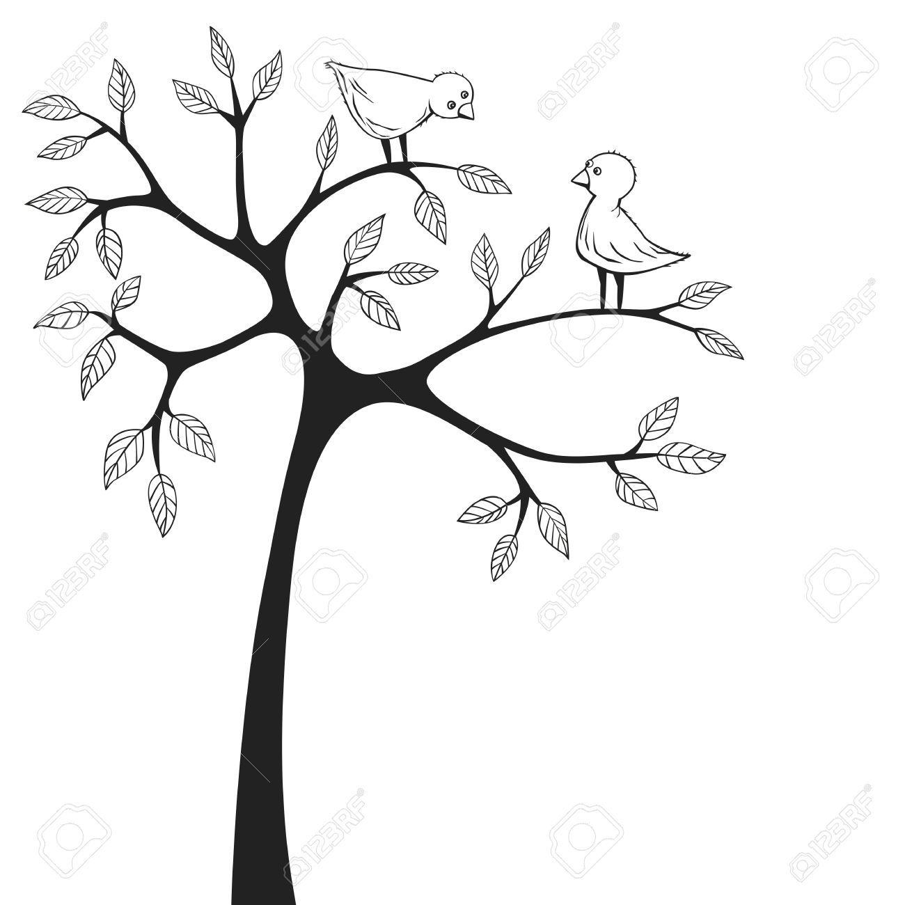 Birds On Tree Drawing at Explore collection of