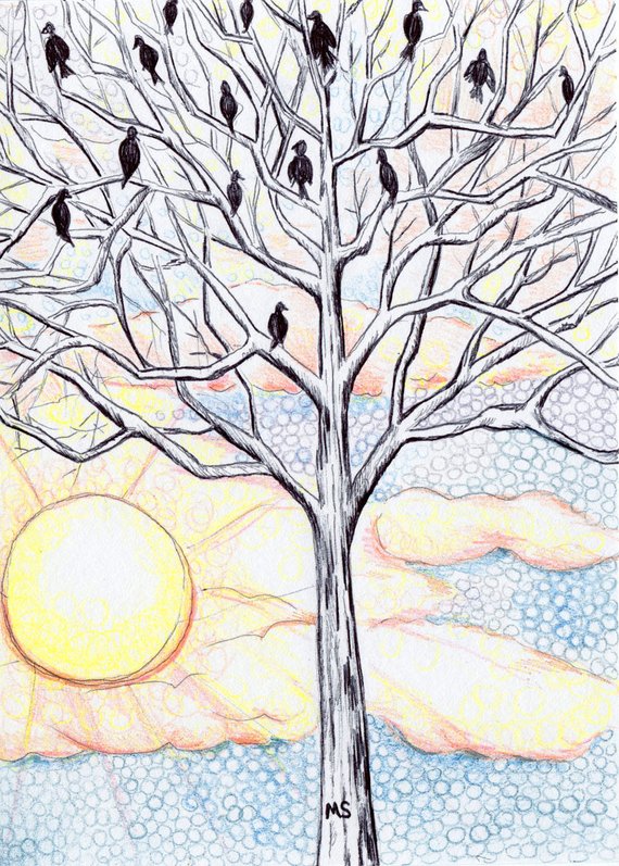 Birds On Tree Drawing at Explore collection of