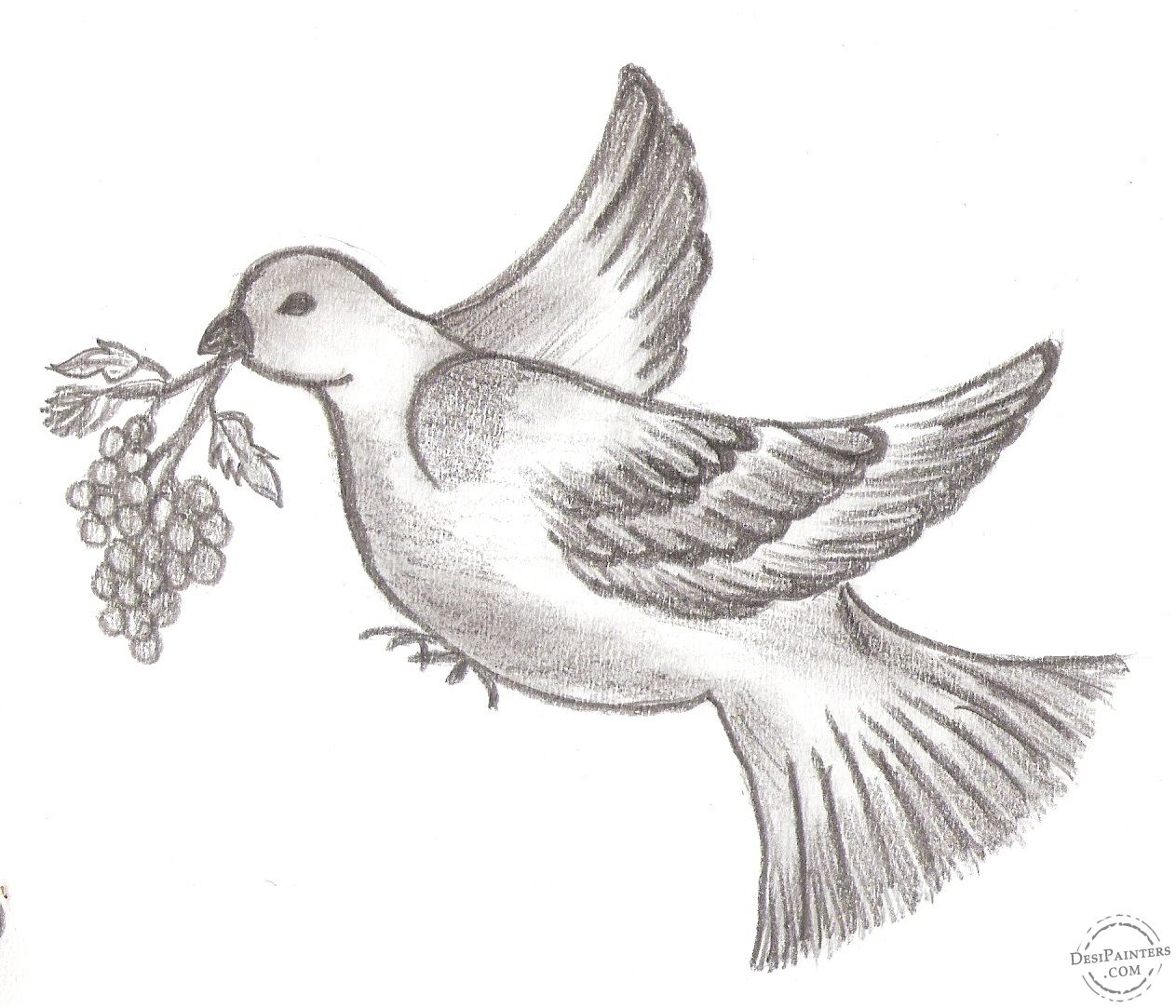 1263x1083 Simple Pencil Drawing In Birds - Birds Pencil Drawing