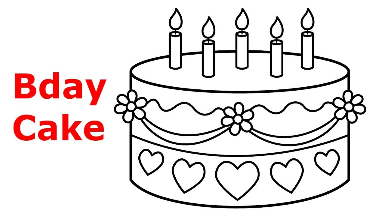 1280x720 how to draw birthday cake for kids cake and candles birthday - Birthday Cake Drawing